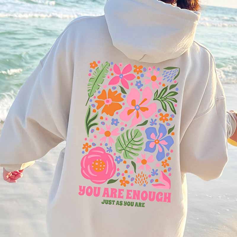 You Are Enough Flower Heart Health Hoodie