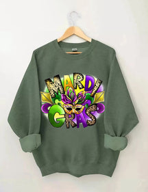 Happy Carnival Mask Print Sweatshirt