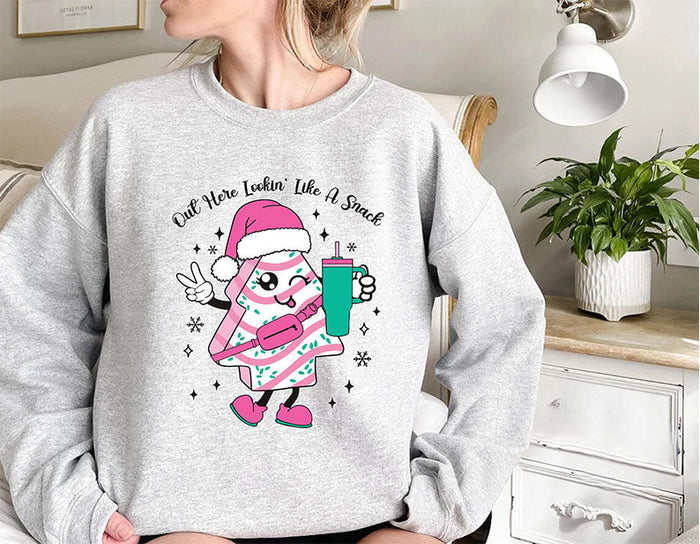 Out Here Looking Like A Snack Cake Pullover Christmas Tree Sweatshirt