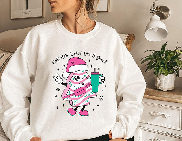 Out Here Looking Like A Snack Cake Pullover Christmas Tree Sweatshirt