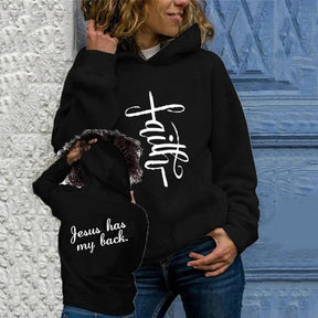 Faith Jesus Has My Back' Print Hoodie