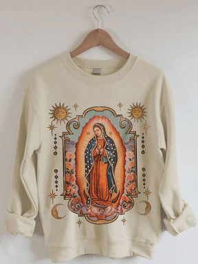 Women's Faith Christ Virgin Mary Print Sweatshirt