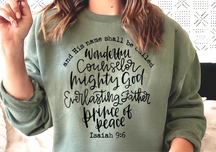 Handwritten Christmas Wonderful Counselor Jesus Sweatshirt