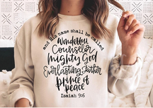 Handwritten Christmas Wonderful Counselor Jesus Sweatshirt