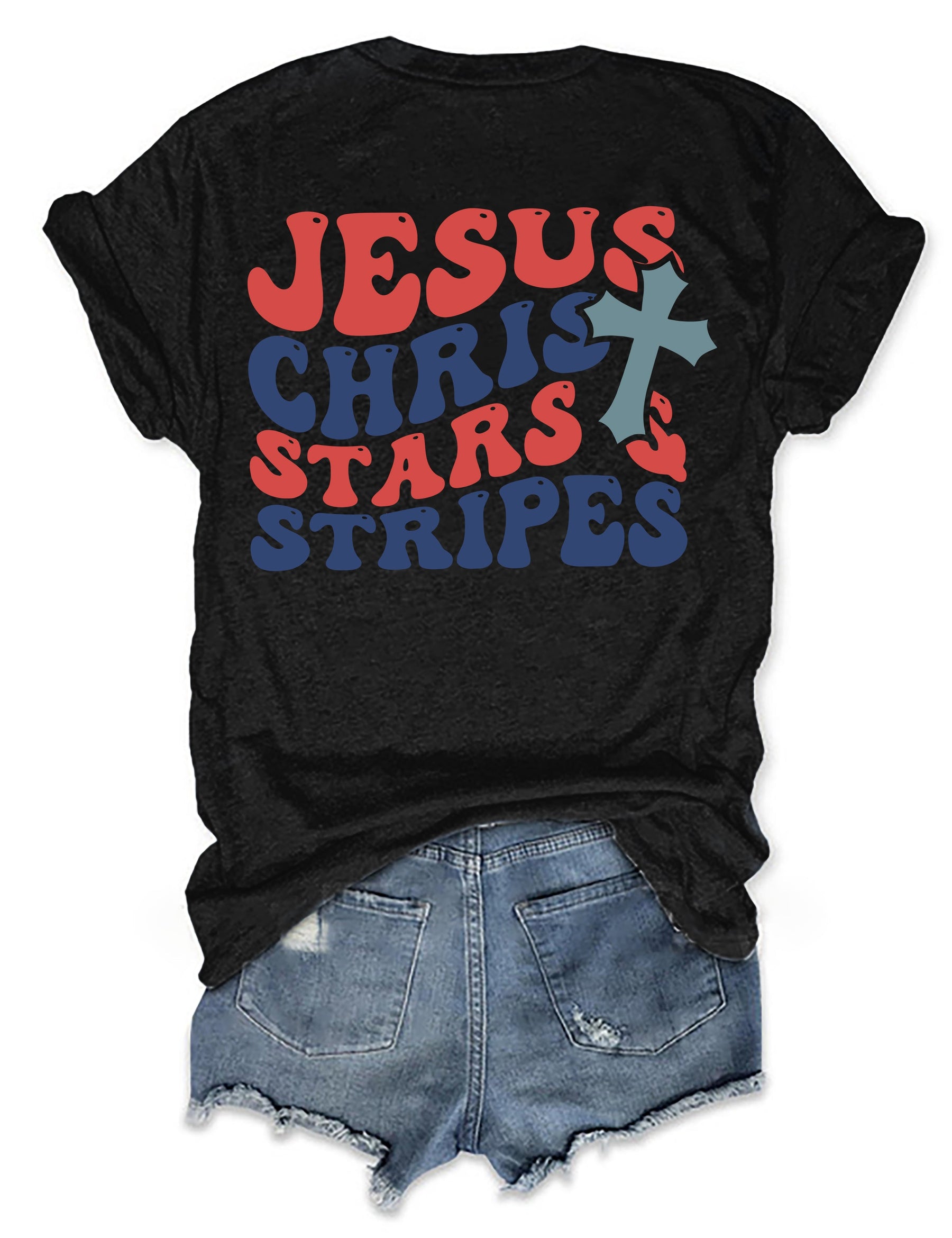 double side Jesus Christ Stars & Stripes T-shirt