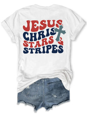 double side Jesus Christ Stars & Stripes T-shirt