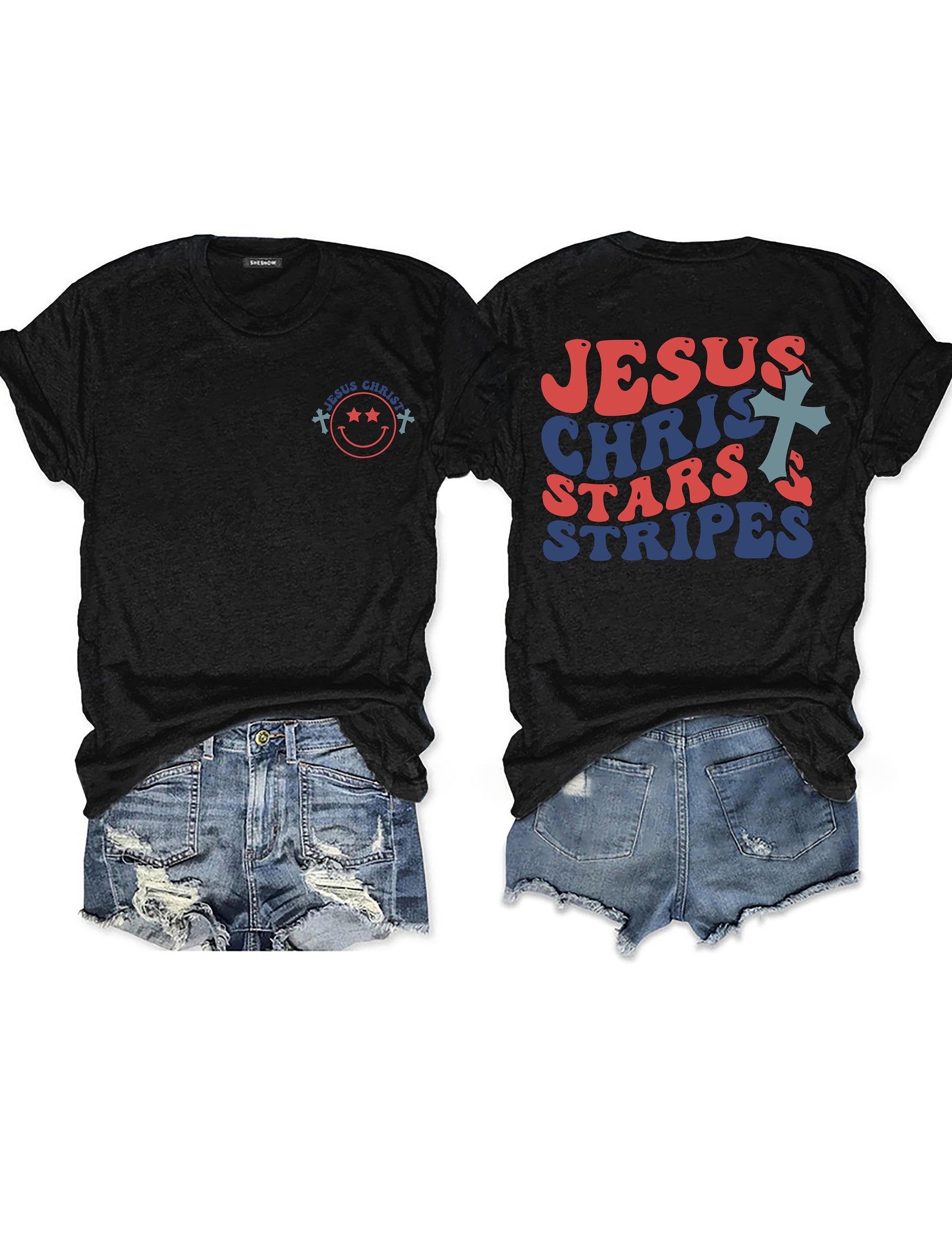 double side Jesus Christ Stars & Stripes T-shirt
