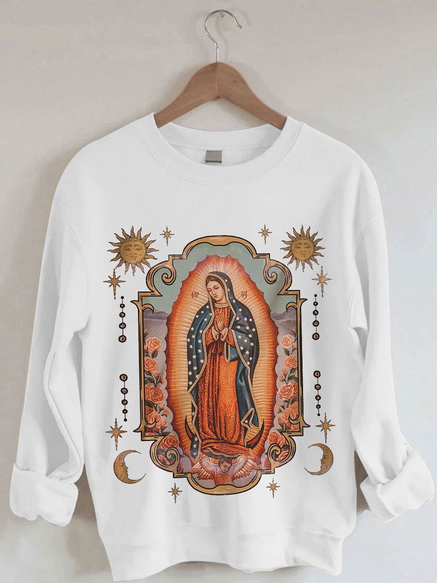 Women's Faith Christ Virgin Mary Print Sweatshirt