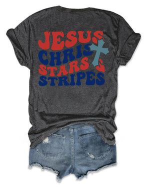 double side Jesus Christ Stars & Stripes T-shirt