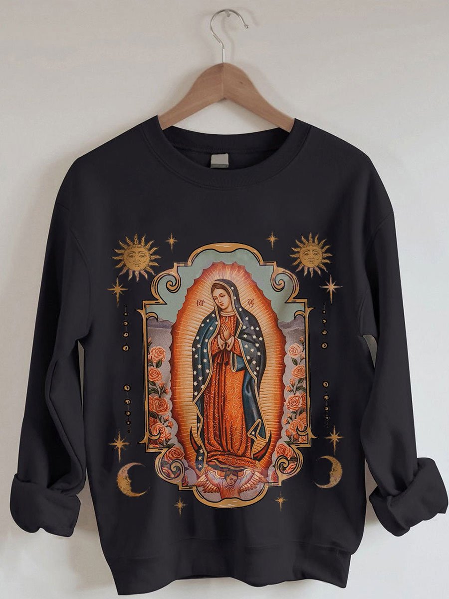 Women's Faith Christ Virgin Mary Print Sweatshirt
