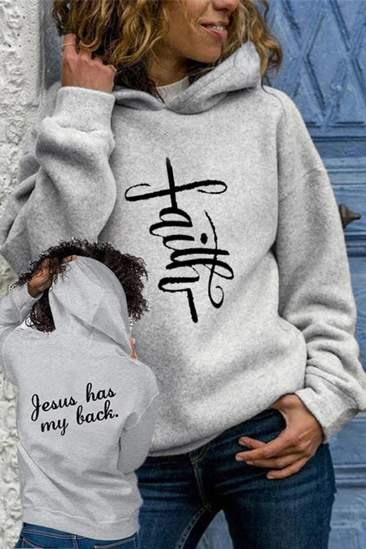 Faith Jesus Has My Back' Print Hoodie