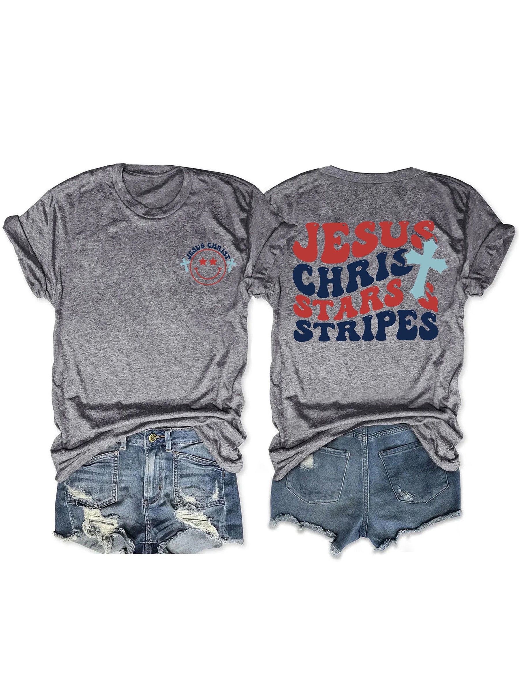 double side Jesus Christ Stars & Stripes T-shirt