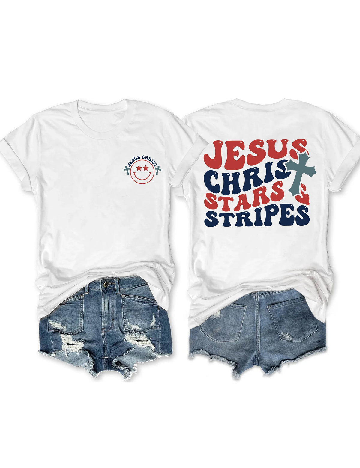 double side Jesus Christ Stars & Stripes T-shirt