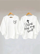 Double Side Jesus Has My Back. Heart Cross Sweatshirt