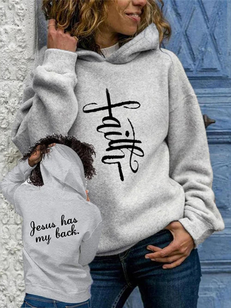 Faith Jesus Has My Back' Print Hoodie