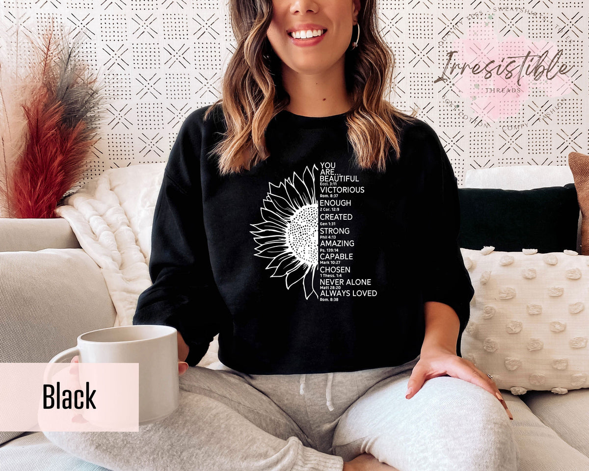 You Are Beautiful Bible Verses You Are Enough Inspirational Quotes Sweatshirts