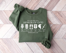 Put on the Whole Armor of God Christian Gifts Bible Verses Crew Neck Sweatshirt