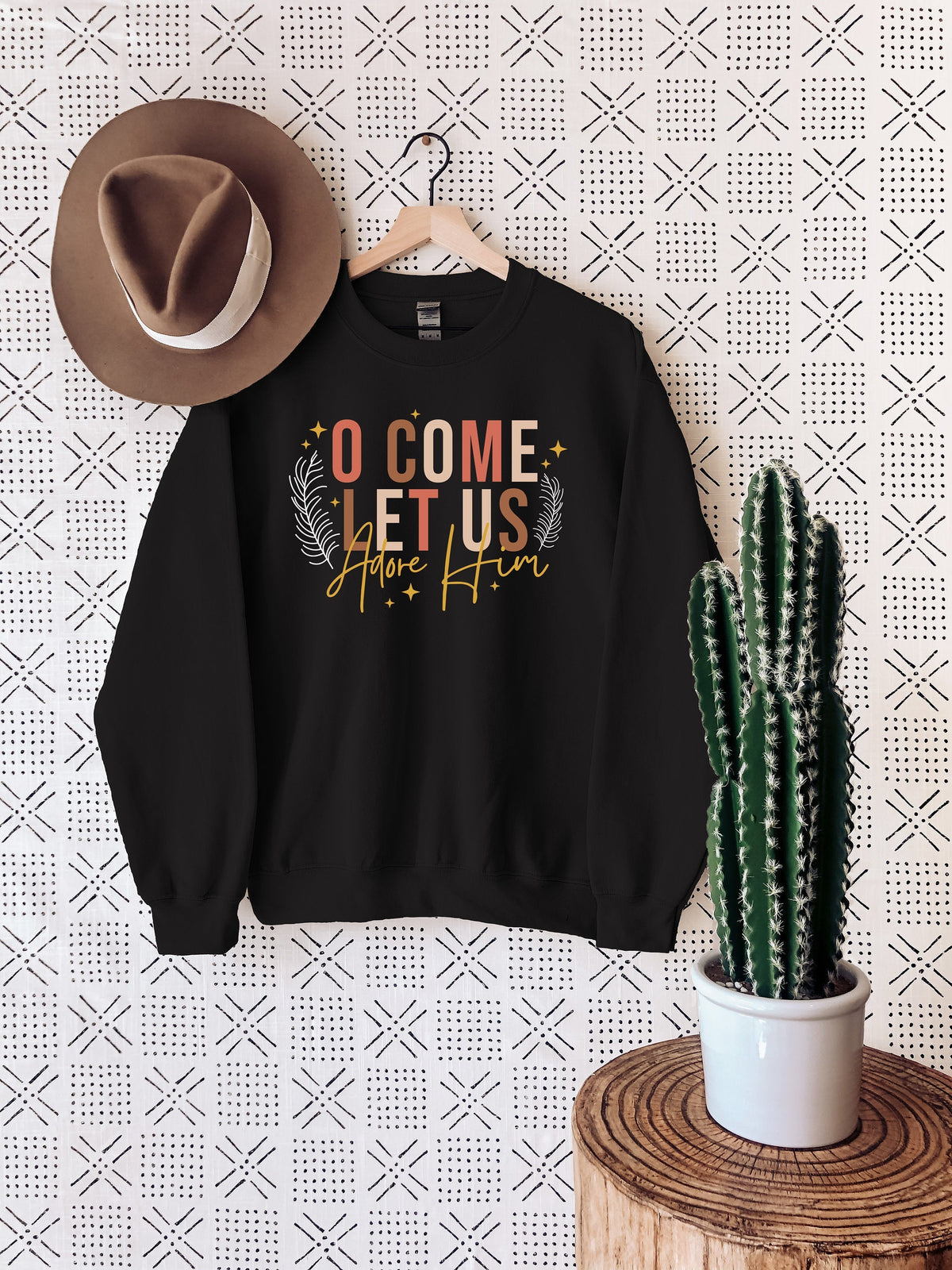 Let's Worship Him Christian Christmas Sweatshirt
