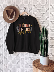Let's Worship Him Christian Christmas Sweatshirt