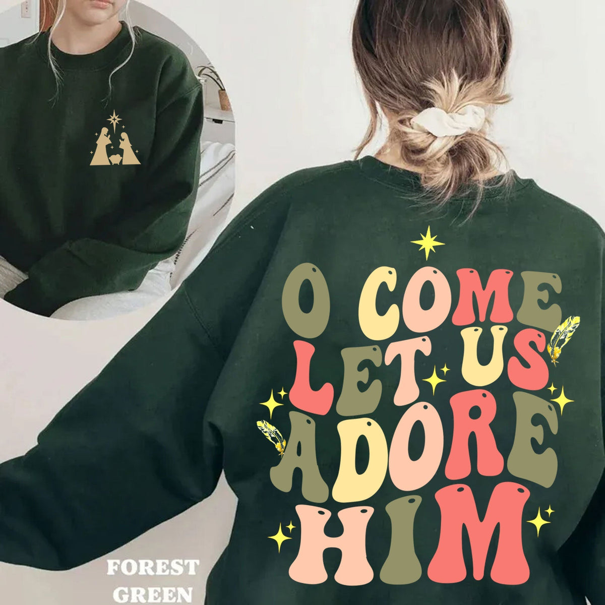 Let Us Worship Him Merry Christmas Sweatshirt