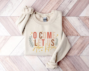 Let's Worship Him Christian Christmas Sweatshirt