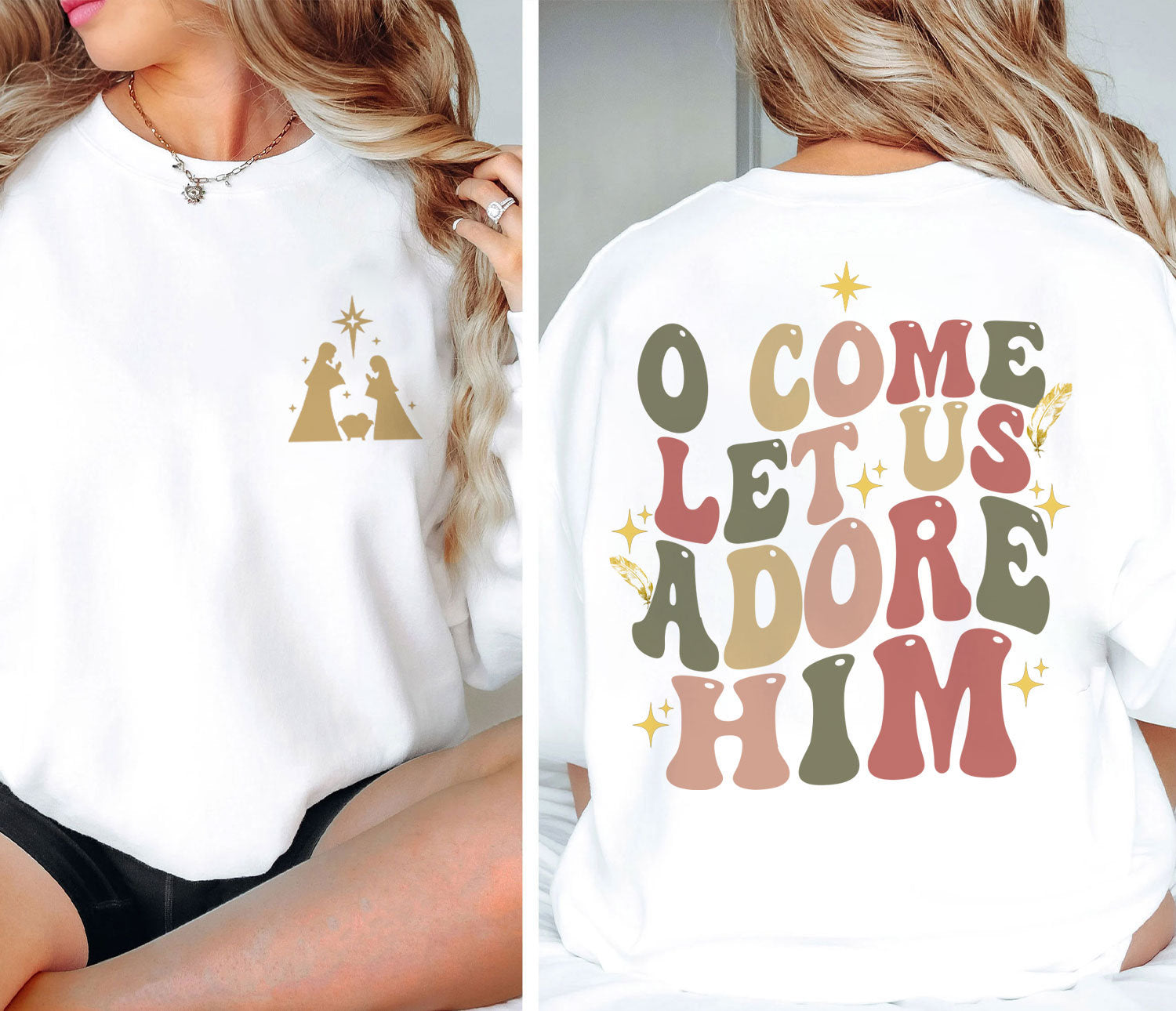 Let Us Worship Him Merry Christmas Sweatshirt