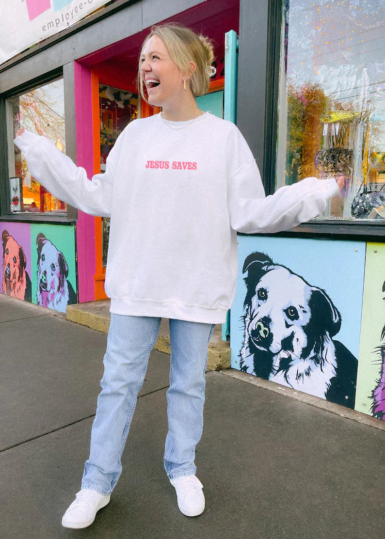 Trendy Christian Jesus Saves Sweatshirt